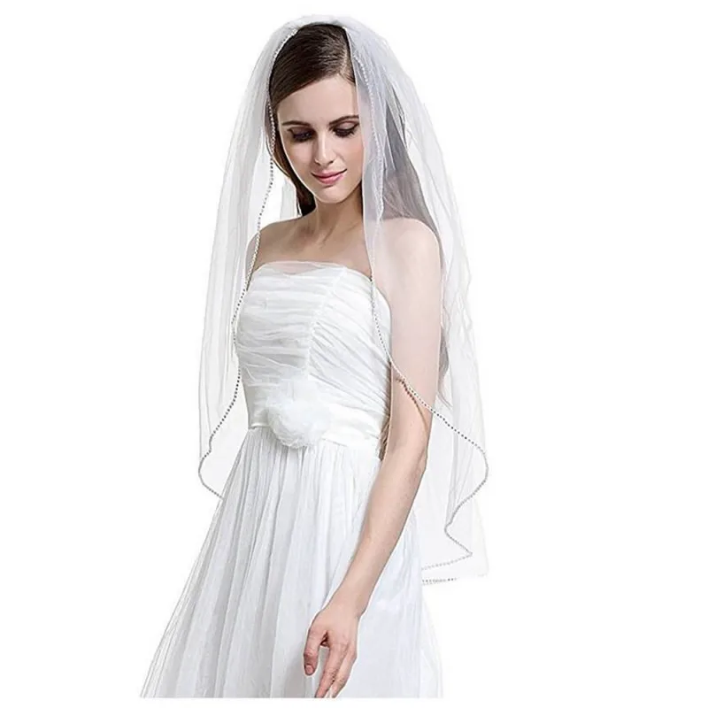 Elegant Women Bridal Veil one layers short Sequin Bead Edge Tulle Wedding Veil With Comb
Elegant Women Bridal Veil one layers short Sequin Bead Edge Tulle Wedding Veil With Comb