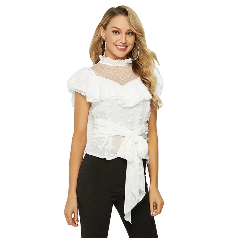 New European Station Women s Fashion Belt Point Chiffon Shirt Slim Sexy Butterfly Knot Short Sleeve Top
New European Station Women s Fashion Belt Point Chiffon Shirt Slim Sexy Butterfly Knot Short Sleeve Top