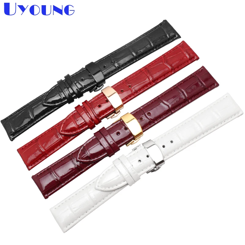 Genuine leather watch band 14 16 18 20mm stitched High gloss paint fashion Light watch strap wristwatches butterfly clasp
Genuine leather watch band 14 16 18 20mm stitched High gloss paint fashion Light watch strap wristwatches butterfly clasp