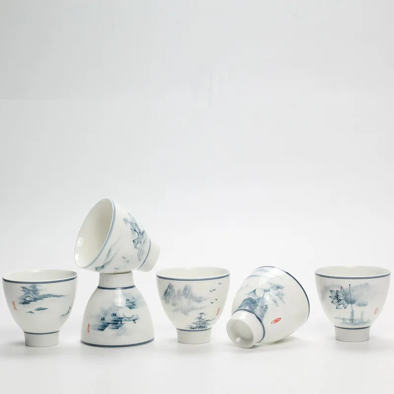 6pcs Jingdezhen Hand-painted Blue and White Landscape Personal mug mouth cup Chinese Kung Fu Tea Cup Set Ceramic With Gift Box
6pcs Jingdezhen Hand-painted Blue and White Landscape Personal mug mouth cup Chinese Kung Fu Tea Cup Set Ceramic With Gift Box