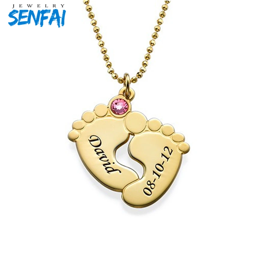 Senfai Custom Baby Name Date Necklace Personalized Birthstone Choker for Women New Baby Feet Collares Birthday Gift
Senfai Custom Baby Name Date Necklace Personalized Birthstone Choker for Women New Baby Feet Collares Birthday Gift
