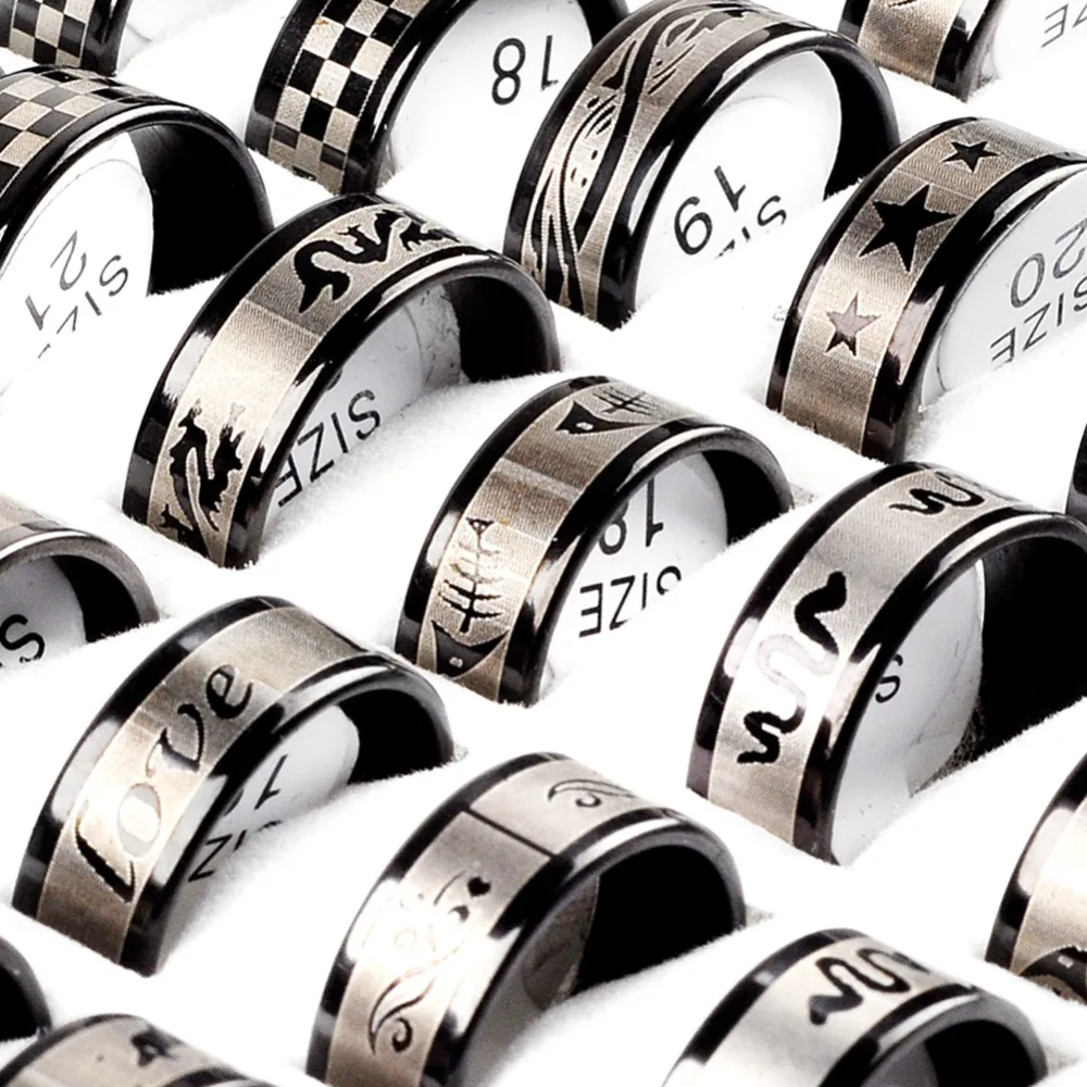 6Pcs/lot Hot Cool Mens Black Flower Letter Love Stainless Steel Ring Mixed Size 17-22mm Wholesale Jewelry Drop Free
6Pcs/lot Hot Cool Mens Black Flower Letter Love Stainless Steel Ring Mixed Size 17-22mm Wholesale Jewelry Drop Free