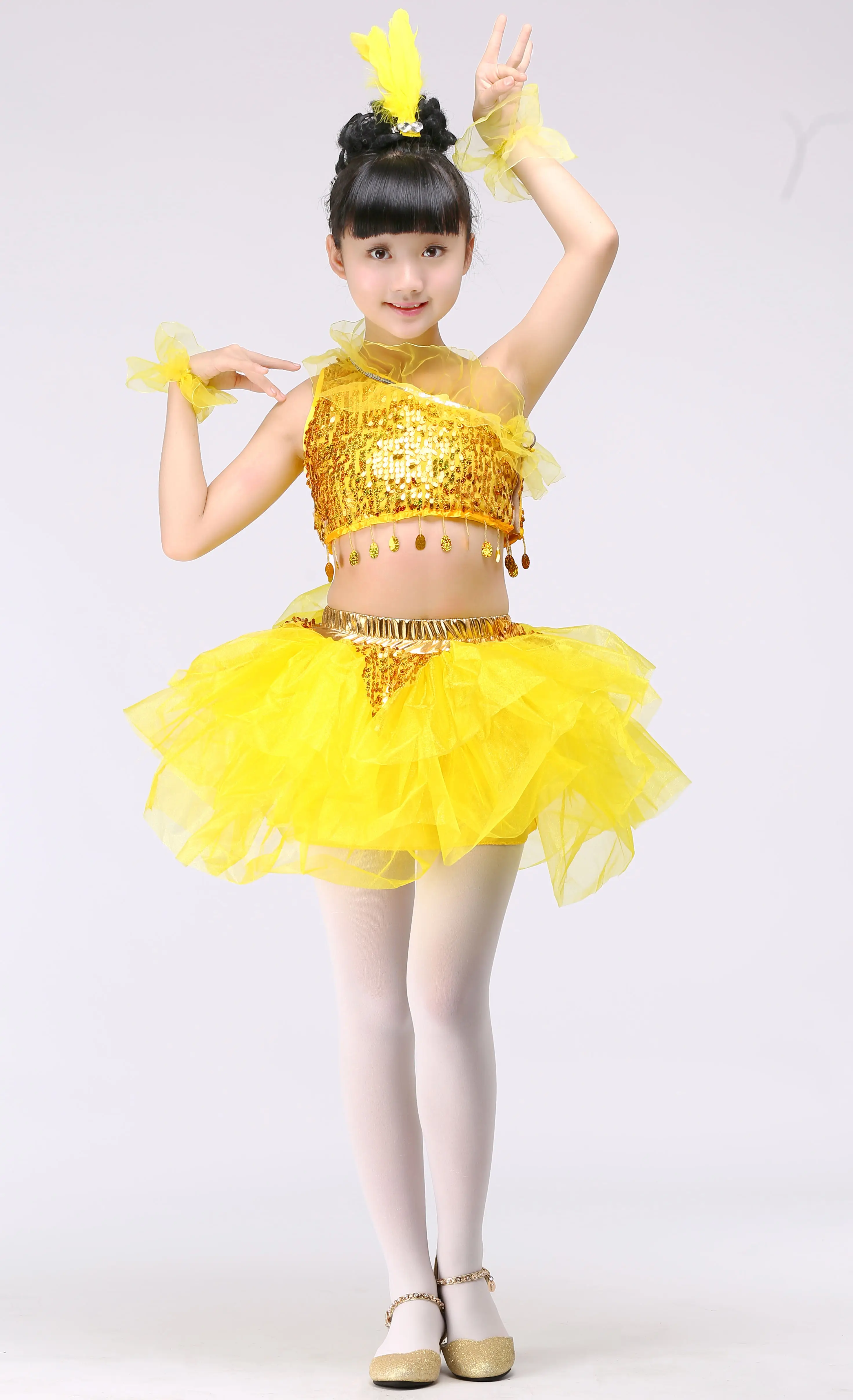 Детский костюм для балерины новый джазовых танцев пачка принцессы с блестками
