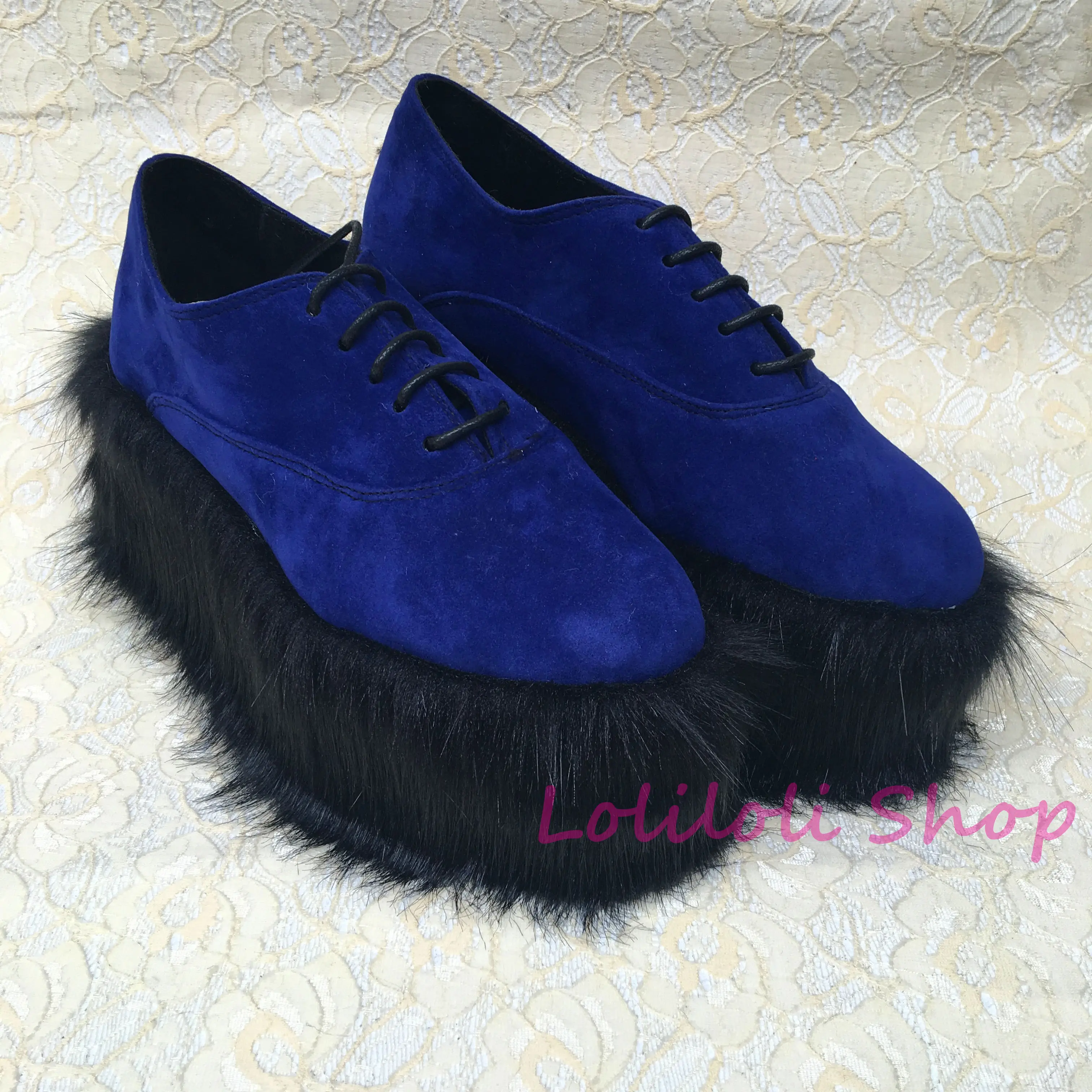 Princess sweet lolita shoes Lolilloliyoyo antaina big shoes Plush Blue Suede lacing custom bottom round shoes custom an4174
Princess sweet lolita shoes Lolilloliyoyo antaina big shoes Plush Blue Suede lacing custom bottom round shoes custom an4174