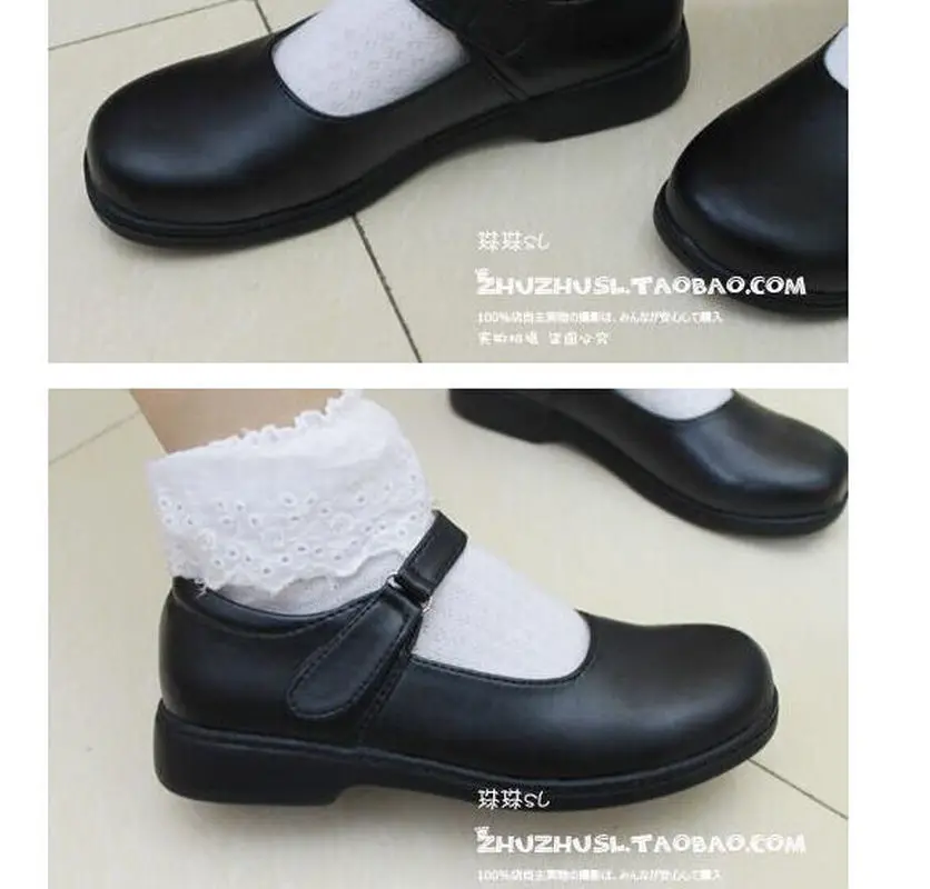 US4-11 Cute Lolita Round Toe Womens Cosplay Maid Shoes Mary Janes School Low Heel New Black Brown Plus Size A1108 | Обувь