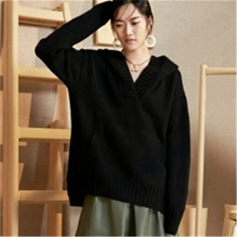 100% hand made pure wool hooded knit women fashion solid loose pullover sweater white 8color customized
100% hand made pure wool hooded knit women fashion solid loose pullover sweater white 8color customized