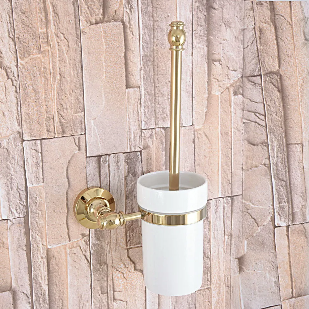 Wall Mounted Luxury Gold Color Brass Bathroom Toilet Brush Holder Set Bathroom Accessory Single Ceramic Cup mba313
Wall Mounted Luxury Gold Color Brass Bathroom Toilet Brush Holder Set Bathroom Accessory Single Ceramic Cup mba313