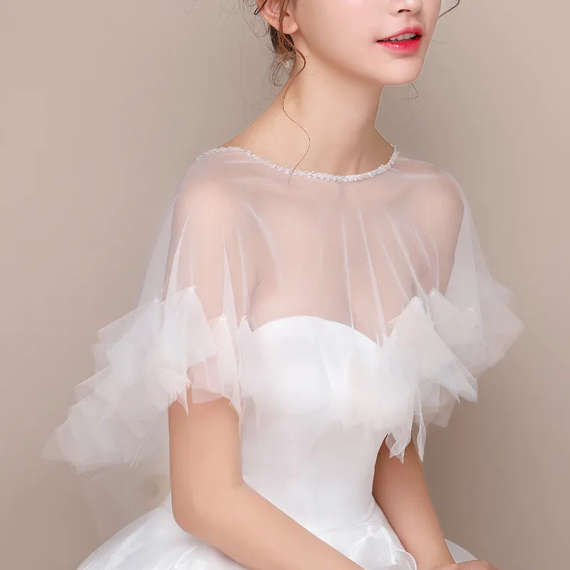 Bridal Shawl Lace Shawl Korean Version of the Large Size Wedding Dress Diamond White Spring and Autumn Summer Tulle Fold Cloak
Bridal Shawl Lace Shawl Korean Version of the Large Size Wedding Dress Diamond White Spring and Autumn Summer Tulle Fold Cloak