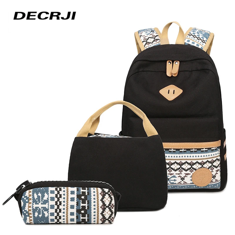 DECRJI Women Canvas Printing Backpack Large Capacity School Bags for Teenage Girls Ladies 3 Pcs/Set Preppy Style Travel Backpack
DECRJI Women Canvas Printing Backpack Large Capacity School Bags for Teenage Girls Ladies 3 Pcs/Set Preppy Style Travel Backpack