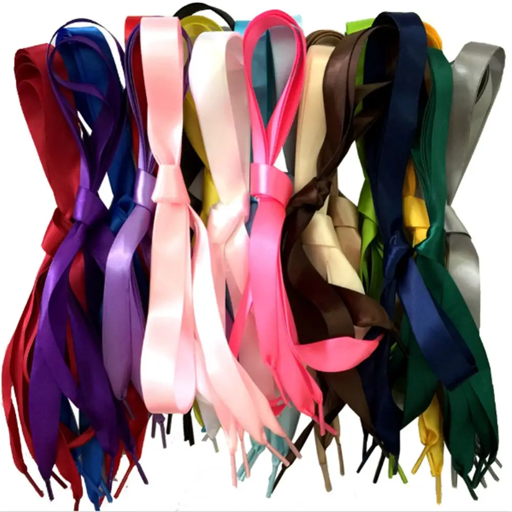 Шнурки из атласной шелковой ленты 1 пара 15 цветов ширина 2 см длина 120 спортивные
