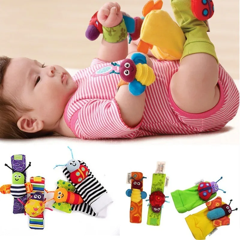4 шт./лот детские игрушки для мальчиков и девочек погремушки носки на запястье
