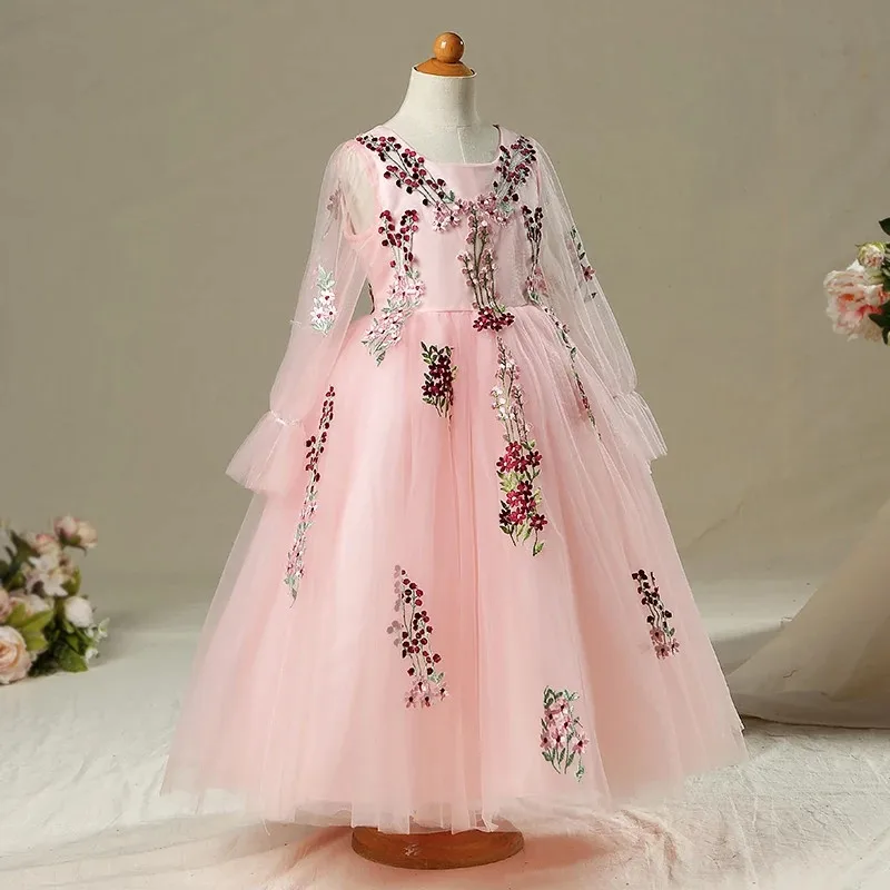 2018 Spring Autumn New Kids Girls Pink Flowers Princess Birthday Wedding Party Long Prom Dress Children Holiday Christmas Dress
2018 Spring Autumn New Kids Girls Pink Flowers Princess Birthday Wedding Party Long Prom Dress Children Holiday Christmas Dress