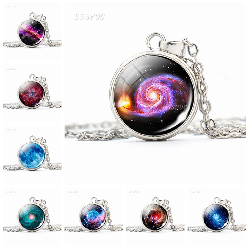 Nebula Galaxy Glass Dome Button Necklace Charm Silver Plated Snap Pendant Chain Necklace Handmade Accessories For Women DIY Gift
Nebula Galaxy Glass Dome Button Necklace Charm Silver Plated Snap Pendant Chain Necklace Handmade Accessories For Women DIY Gift