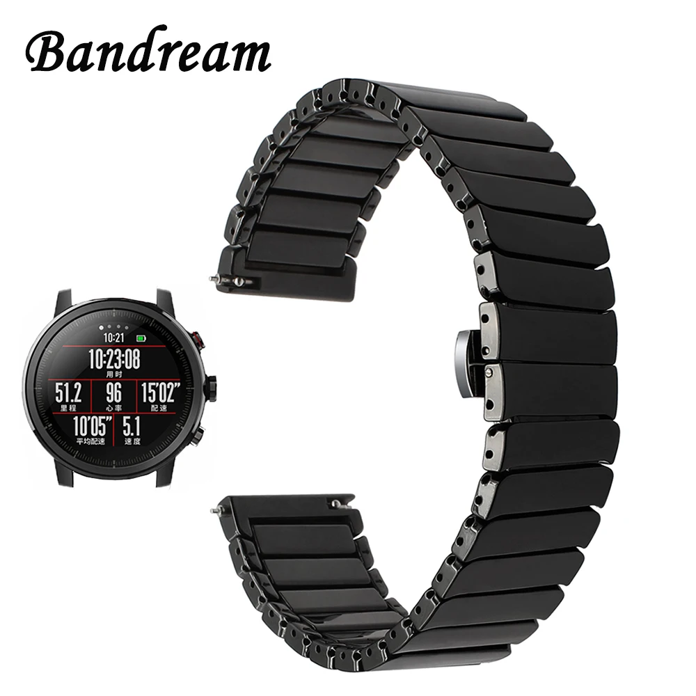 Ремешок керамический для часов Amazfit 1 / 2 2S Xiaomi Huami Bip Pace быстросъемный стальной
