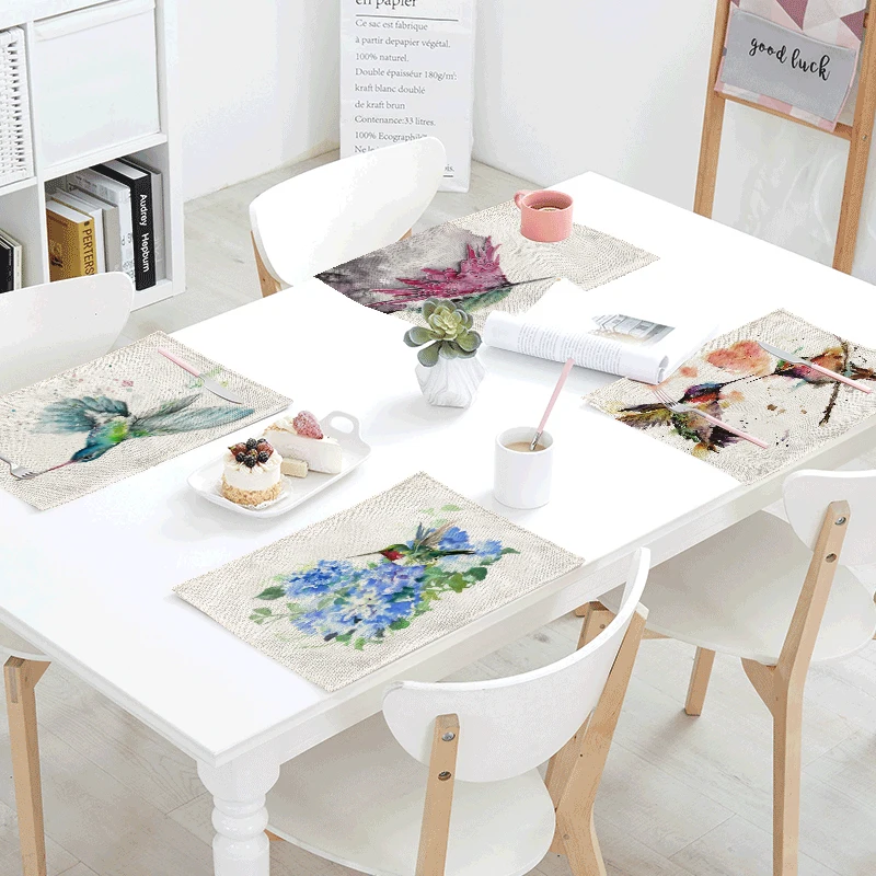 Lovely Watercolor Painted Hummingbird Table Mat Colorful Feathers Table Napkin Placemat Kitchen Decor Dining Accessories 42x32cm
Lovely Watercolor Painted Hummingbird Table Mat Colorful Feathers Table Napkin Placemat Kitchen Decor Dining Accessories 42x32cm