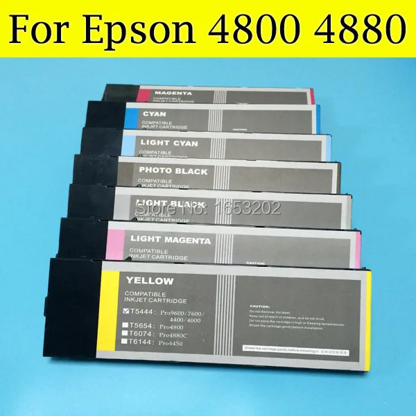 1 Set Refill Full Pigment Ink Cartridge T5651-T5657 T5659 For Epson 4800 With Show Ink Level Resettable Chip
1 Set Refill Full Pigment Ink Cartridge T5651-T5657 T5659 For Epson 4800 With Show Ink Level Resettable Chip