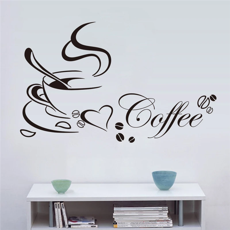 Наклейки на стену с узором Love Coffee для магазина офиса гостиной кухни