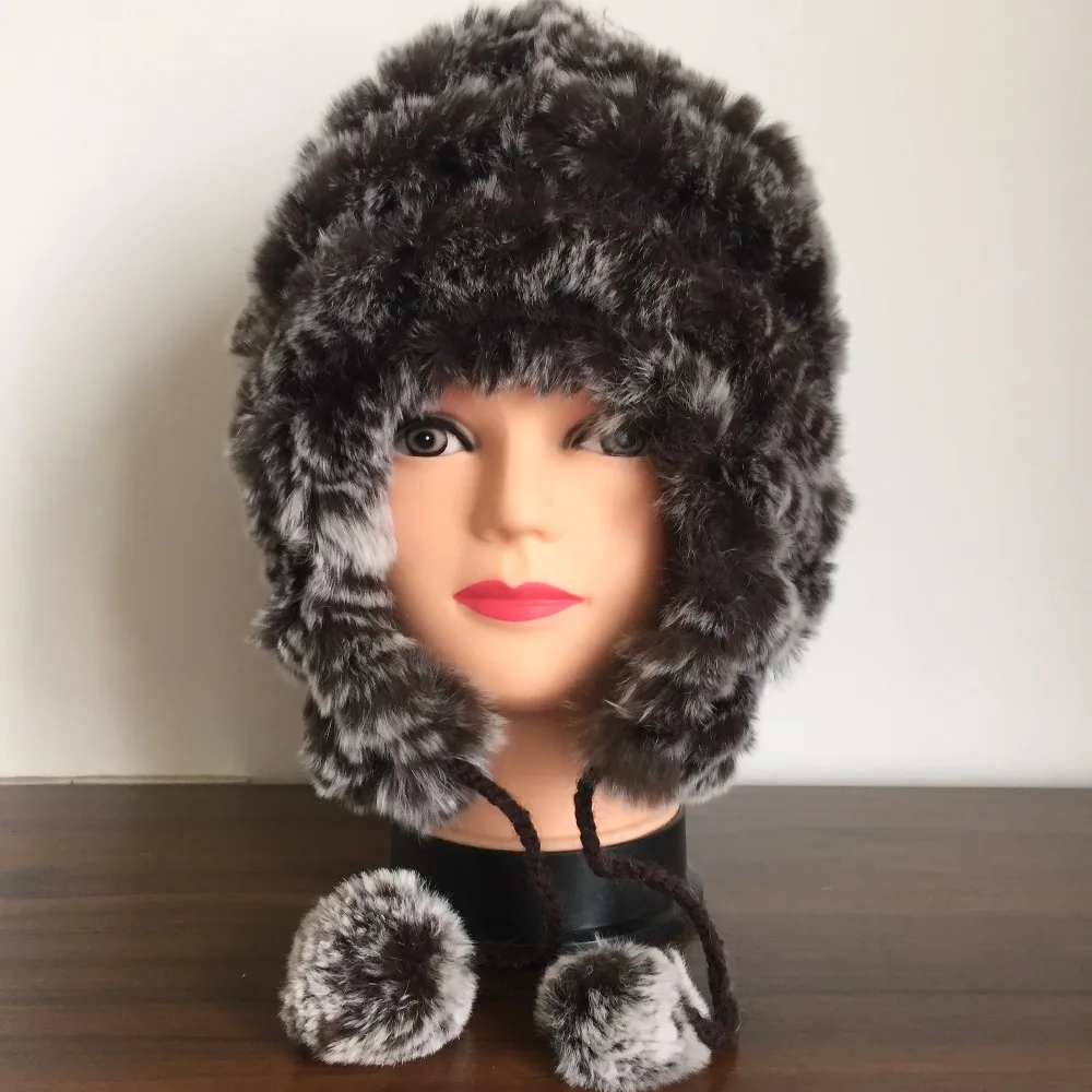 2019 New Women Winter Warm Real Natural Genuine Rabbit Fur Cap Headwear warm Hat Free Shipping TBAH356 | Аксессуары для одежды