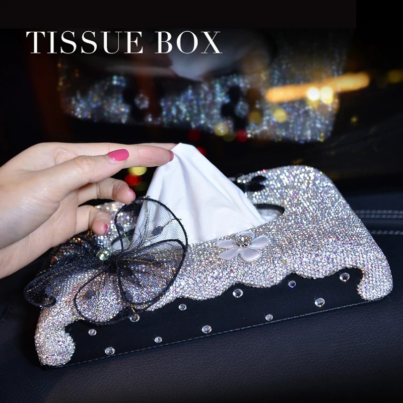 Luxury Car Tissue Box Rhinestone Diamond Auto Tissue Holder Block-type Tissue Box Car Styling Bow Crystal Diamante Bling Cover
Luxury Car Tissue Box Rhinestone Diamond Auto Tissue Holder Block-type Tissue Box Car Styling Bow Crystal Diamante Bling Cover