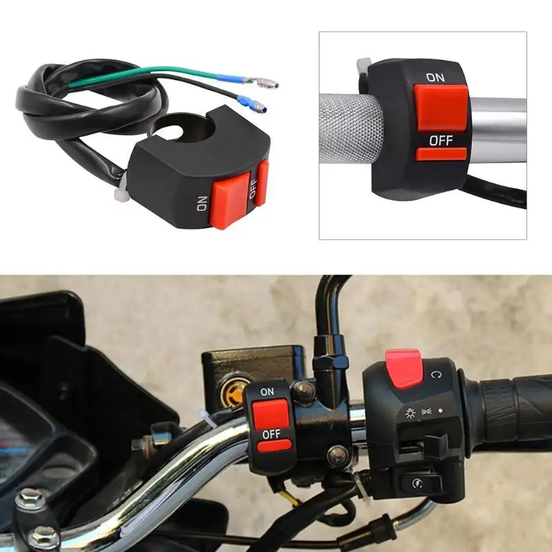 

7/8in Motorcycle Handlebar ON/OFF Button Accident Hazard Light Switch Relay Button Connector Double Flash Warning Lamp Switch