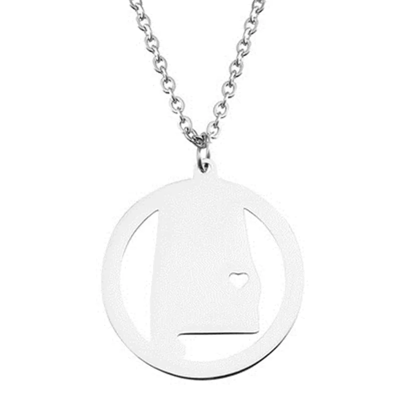 2019 Hot Selling Stainless Steel USA Map Necklace Alabama Pendant Factory Direct Supply Female Jewelry
2019 Hot Selling Stainless Steel USA Map Necklace Alabama Pendant Factory Direct Supply Female Jewelry