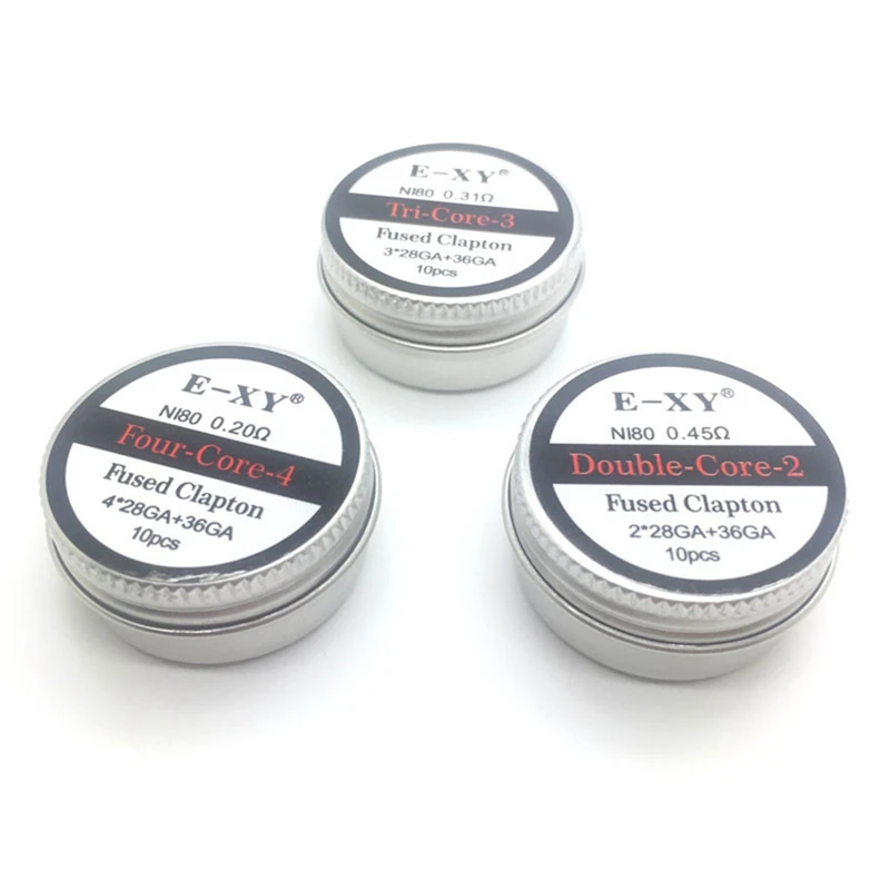 E-XY 10pcs/lot Prebuilt Coils High Density Ni80 Fused Clapton Coil For RDA RTA Atomizer Electronic Cigarette Accessories
E-XY 10pcs/lot Prebuilt Coils High Density Ni80 Fused Clapton Coil For RDA RTA Atomizer Electronic Cigarette Accessories
