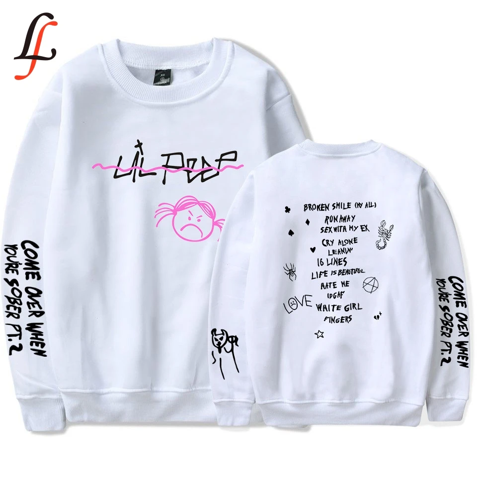 Свитшот женский без капюшона с принтом Lil peep в стиле хип хоп новинка 2019 модные