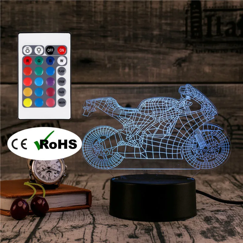 3D Led Novety Lighting Creative Gift Night Light Table Lamp Motorcycle Light Led Home Corridor Hotel Party Atmosphere Lights
3D Led Novety Lighting Creative Gift Night Light Table Lamp Motorcycle Light Led Home Corridor Hotel Party Atmosphere Lights