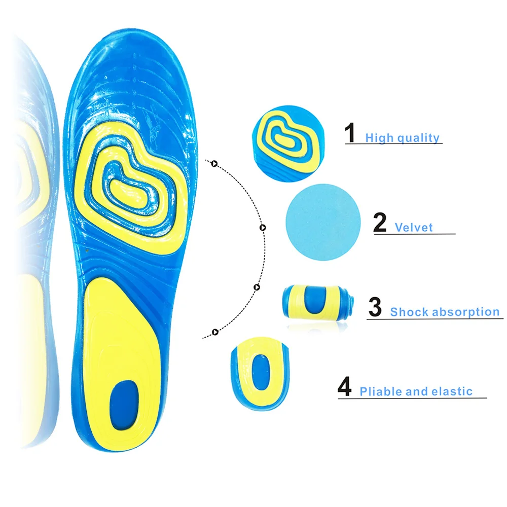 Силиконовые стельки для спорта и бега гелевые амортизирующие обуви вставки