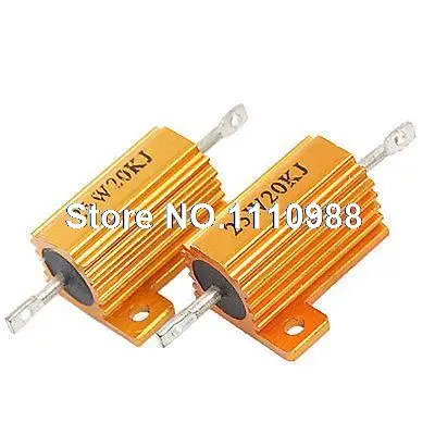 2 Pcs Aluminum Clad Wirewound Resistors 25W 20K Ohm 5%