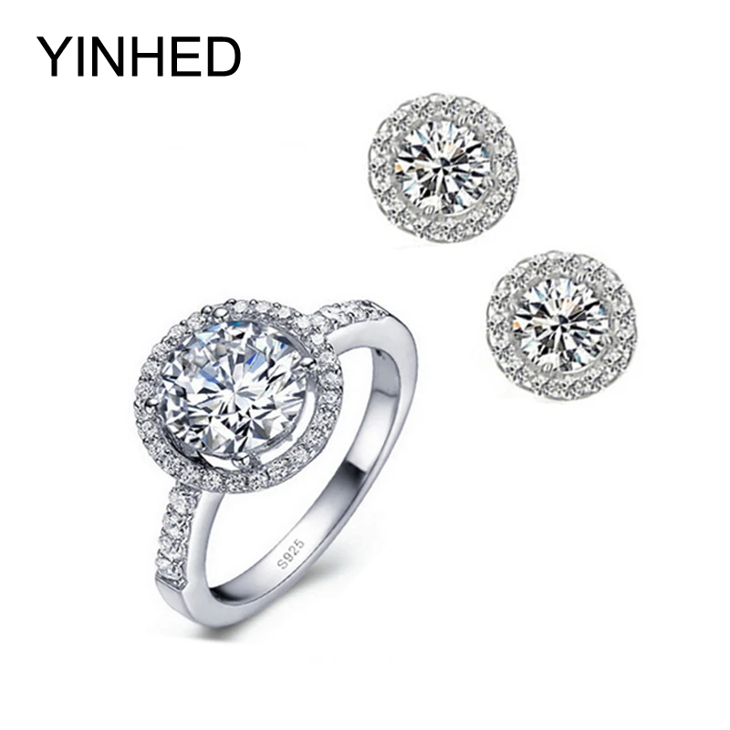 YINHED Sparkling Hearts and Arrows 2ct CZ Diamant Wedding Jewelry Sets for Women 925 Sterling Silver Earrings & Ring Set ZSJ29
YINHED Sparkling Hearts and Arrows 2ct CZ Diamant Wedding Jewelry Sets for Women 925 Sterling Silver Earrings & Ring Set ZSJ29