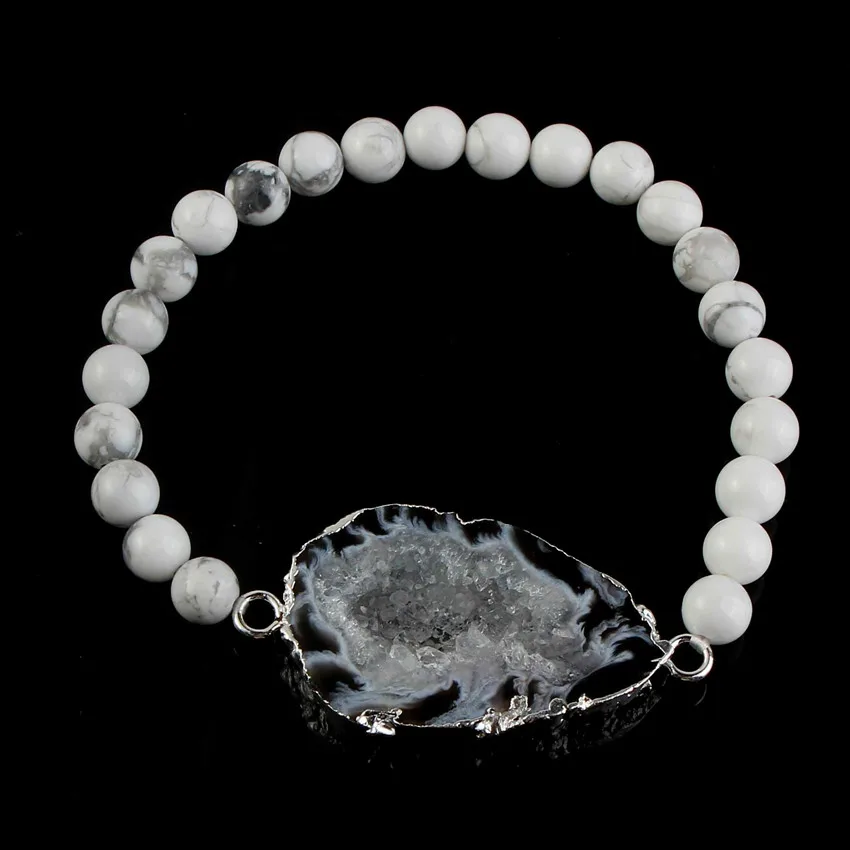 100-Unique 1 Pcs Silver Plated Irregular Shape Agates with White Turquoises Sone Round Beads Handmade Bracelets
100-Unique 1 Pcs Silver Plated Irregular Shape Agates with White Turquoises Sone Round Beads Handmade Bracelets