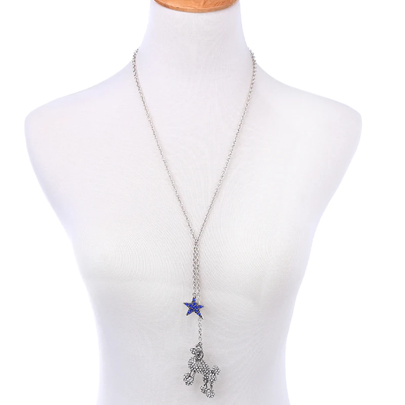 Bulk Price Romantic Summer Jewelry Color Crystal Sheep Long Pendant Necklace Thin Chain Blue Star Cute Collar | Украшения и