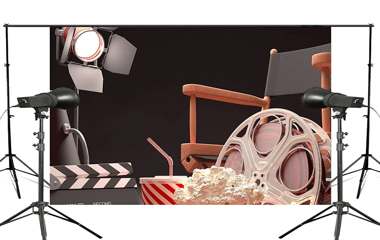 Black Background Projector Chair Popcorn Cola Retro Cinema Scene Studio Photography Background 150x220cm
Black Background Projector Chair Popcorn Cola Retro Cinema Scene Studio Photography Background 150x220cm