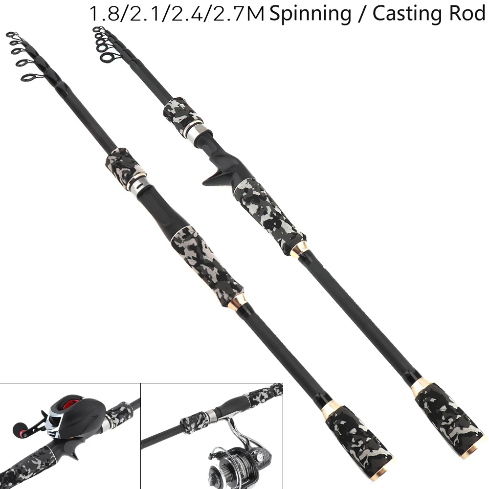 1.8m 2.1m 2.4m 2.7m Carbon Fiber Lure Spinning Casting Fishing Rod 7 Section Telescopic Ultra Light Fishing Pole Lure Tackle
1.8m 2.1m 2.4m 2.7m Carbon Fiber Lure Spinning Casting Fishing Rod 7 Section Telescopic Ultra Light Fishing Pole Lure Tackle