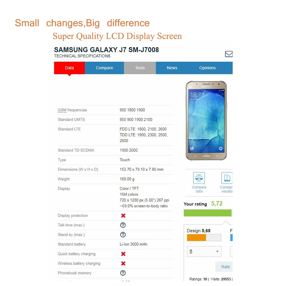 ORIGINAL LCD 5.5" For Samsung Galaxy On7 2015 G600 SM-G600FY LCD Display Screen Monitor Pantalla J7 J7008 SM-J7008 LCD Display
ORIGINAL LCD 5.5" For Samsung Galaxy On7 2015 G600 SM-G600FY LCD Display Screen Monitor Pantalla J7 J7008 SM-J7008 LCD Display