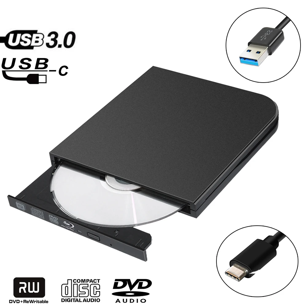 Фото Внешний Blu Ray DVD привод горелка проигрыватель USB Type C RW VCD CD супер для Asus lenovo Acer Dell