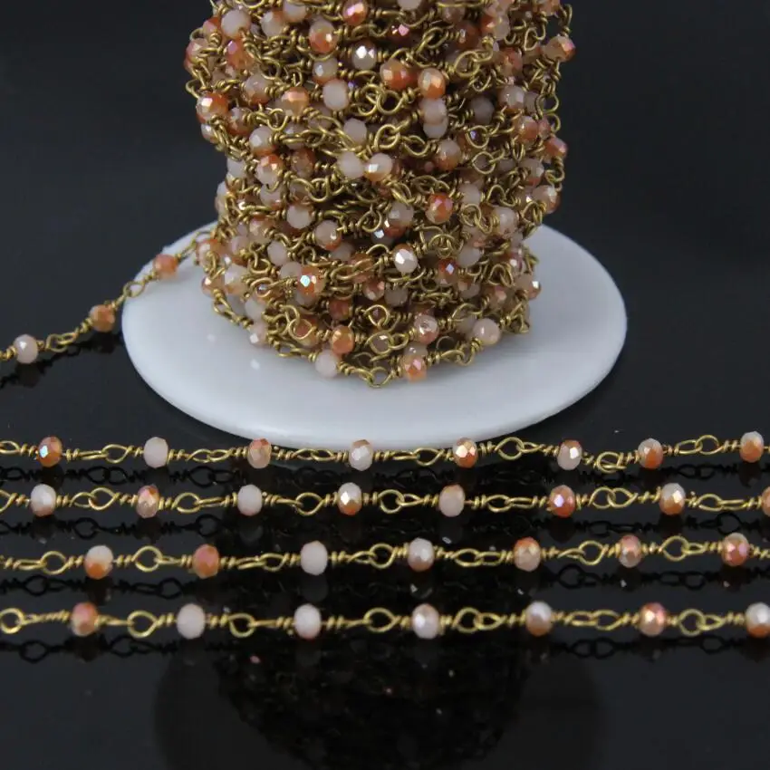5Meter,3x4mm Crystal Glass Rosary Chain,Orange Titanium beige Glass Faceted Rondelle beads plate Brass Wrapped Chain
5Meter,3x4mm Crystal Glass Rosary Chain,Orange Titanium beige Glass Faceted Rondelle beads plate Brass Wrapped Chain
