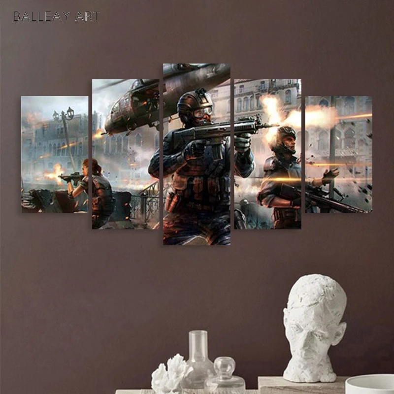 Картина на холсте с HD принтами настенная живопись 5 шт. плейер Unknown'S Battlegrounds Painting