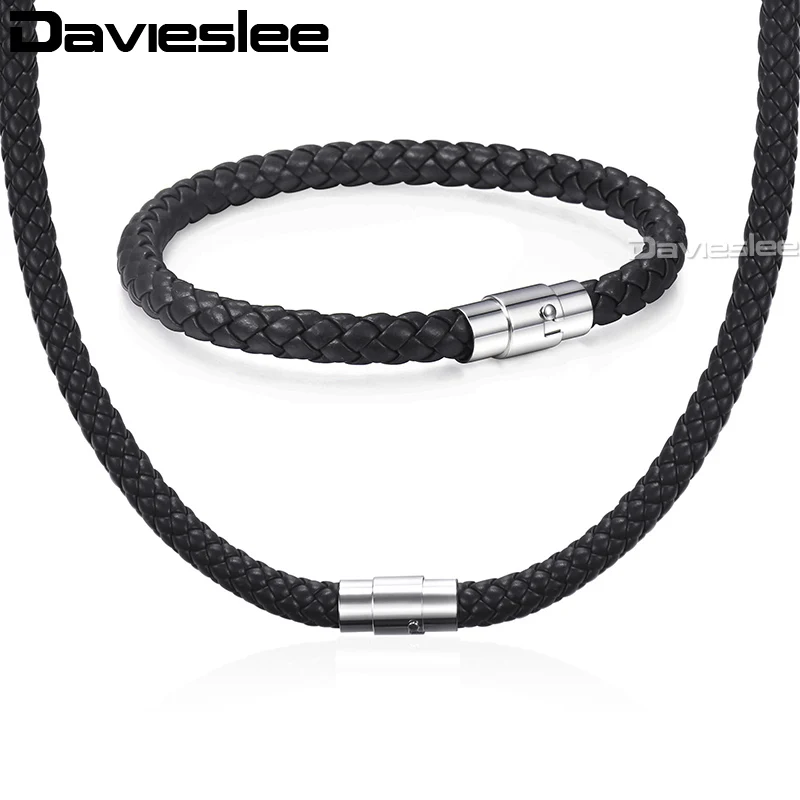 Davieslee Men Women's Leather Jewelry Set Black Brown Braided Rope Leather Bracelet Necklace Set 2018 Jewelry 4 6 8mm DUSM04
Davieslee Men Women's Leather Jewelry Set Black Brown Braided Rope Leather Bracelet Necklace Set 2018 Jewelry 4 6 8mm DUSM04