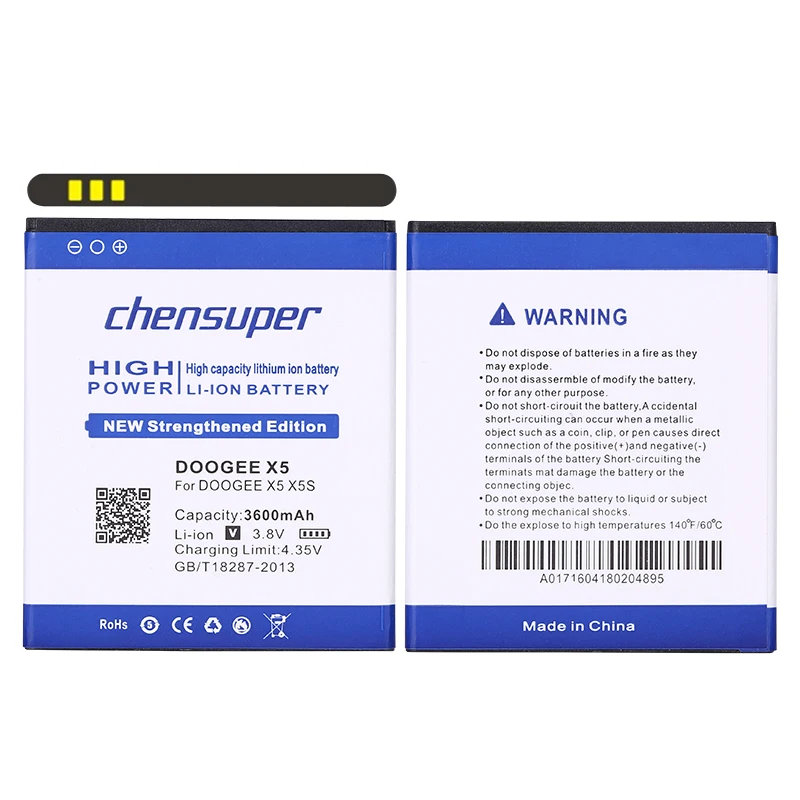 new chensuper 3500mAh for DOOGEE X5 Battery for DOOGEE X5S / DOOGEE X5 PRO Battery
new chensuper 3500mAh for DOOGEE X5 Battery for DOOGEE X5S / DOOGEE X5 PRO Battery