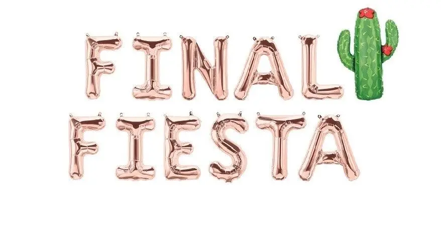 16 Inch Rose Gold FINAL FIESTA With Cactus Letter Foil Balloons Fiesta Birthday Party Balloons Final Fiesta Mylar Foil Balloon
16 Inch Rose Gold FINAL FIESTA With Cactus Letter Foil Balloons Fiesta Birthday Party Balloons Final Fiesta Mylar Foil Balloon