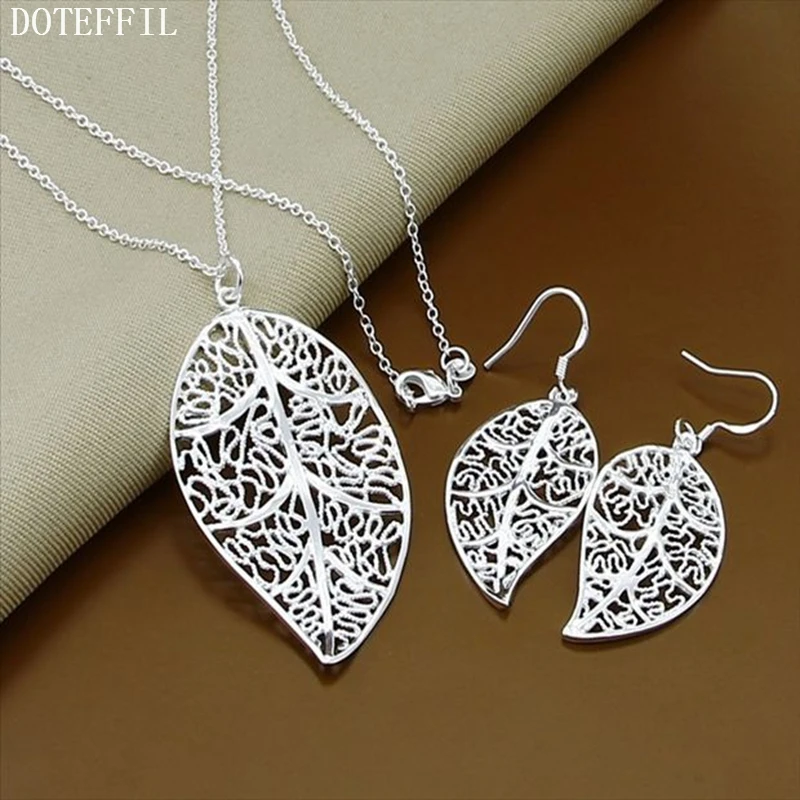 DOTEFFIL 925 Sterling Silver 18 Inch Chain Leaves Pendant Necklace Earring Set For Woman Wedding Engagement Party Jewelry
DOTEFFIL 925 Sterling Silver 18 Inch Chain Leaves Pendant Necklace Earring Set For Woman Wedding Engagement Party Jewelry