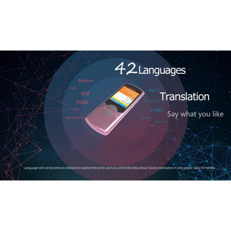 42 Languages Portable Smart Voice Translator 2.8" Touch Screen WIFI Network Offline English Korean Russian Language Translator
42 Languages Portable Smart Voice Translator 2.8" Touch Screen WIFI Network Offline English Korean Russian Language Translator