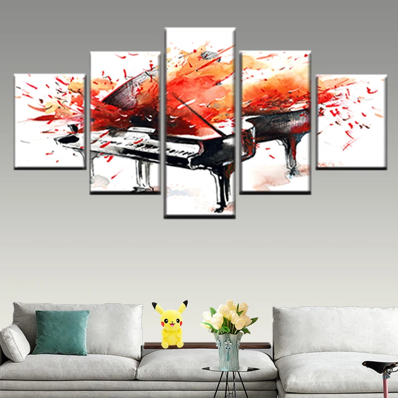 Modern nordic poster 5 pieces graffiti music piano canvas HD print abstract wall art picture living room decoration |