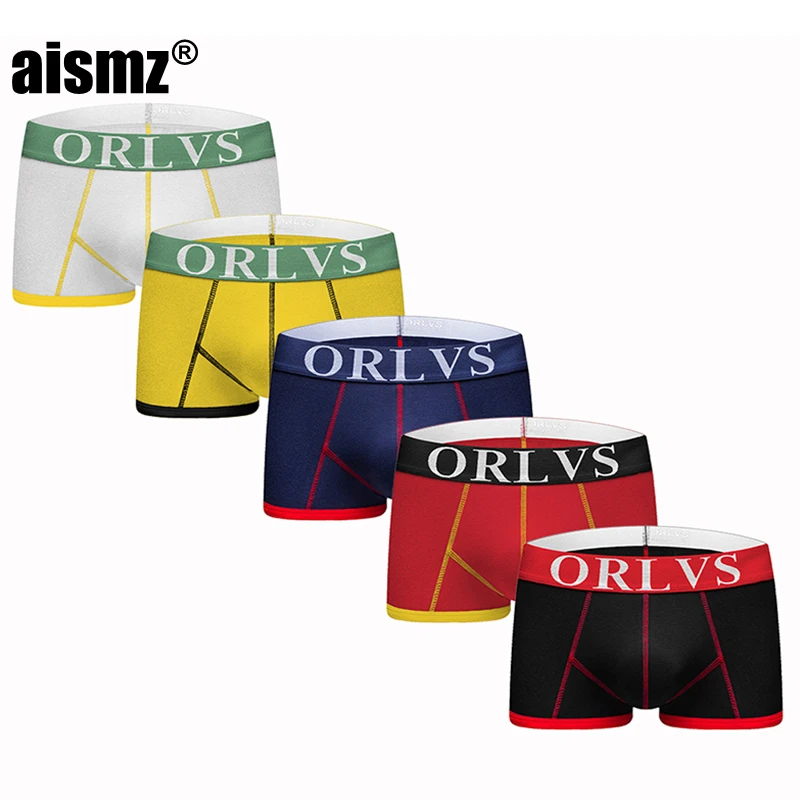 Aismz 5 шт./лот сексуальное мужское нижнее белье боксеры хлопок Cueca мужские трусы