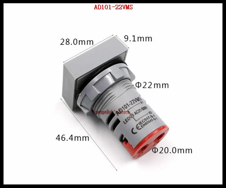 8 pcs/Lot AD101-22VMS 22mm AC20-500V Red/ Green/ Yellow/ Blue/ White Voltmeter Square Panel LED Digital Indicator Light 
8 pcs/Lot AD101-22VMS 22mm AC20-500V Red/ Green/ Yellow/ Blue/ White Voltmeter Square Panel LED Digital Indicator Light