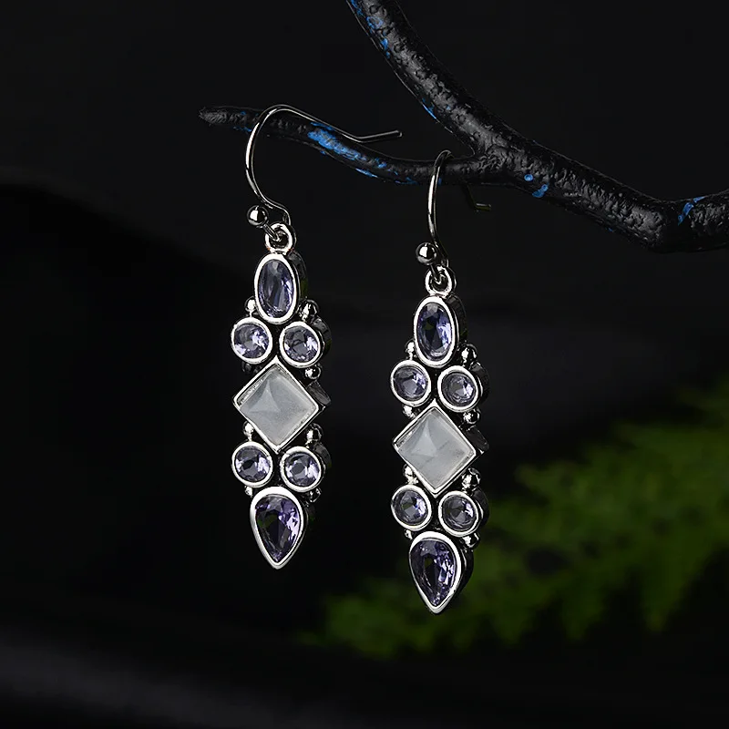 New Arrival Women Bohemia Dangle Earrings Purple Cyrstal Ethnic Vintage Indian Jewelry Female Silver Plated Earrings
New Arrival Women Bohemia Dangle Earrings Purple Cyrstal Ethnic Vintage Indian Jewelry Female Silver Plated Earrings