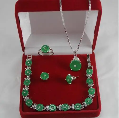 Free Shipping new design! wonderful green fine stone bracelet earrings ring & pendant 4pc set with box
Free Shipping new design! wonderful green fine stone bracelet earrings ring & pendant 4pc set with box