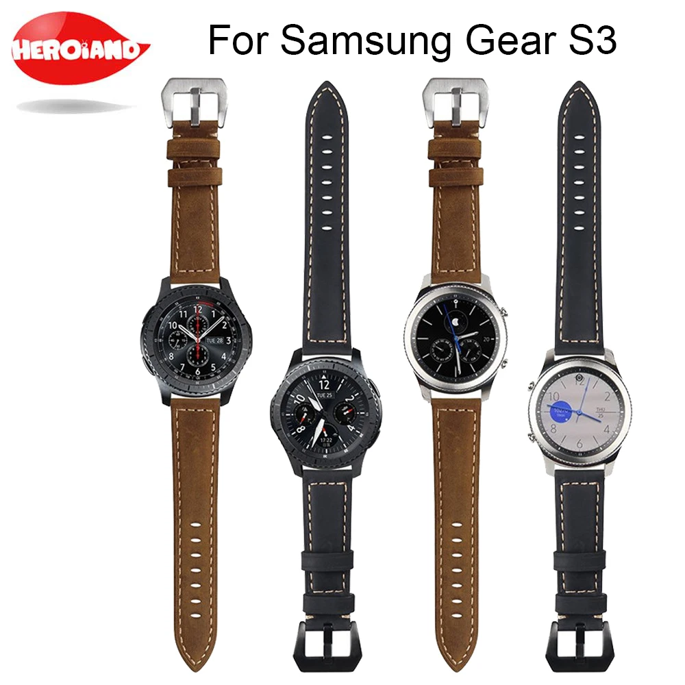 

Genuine Leather watch strap Band for Samsung Gear S3 Frontier Classic strap for Huami Amazfit Stratos 2 2S bracelet bands 22mm